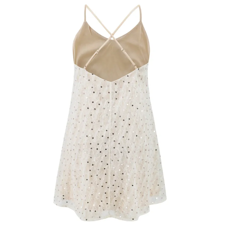 Sequin V-Neck Mini Cami Dress