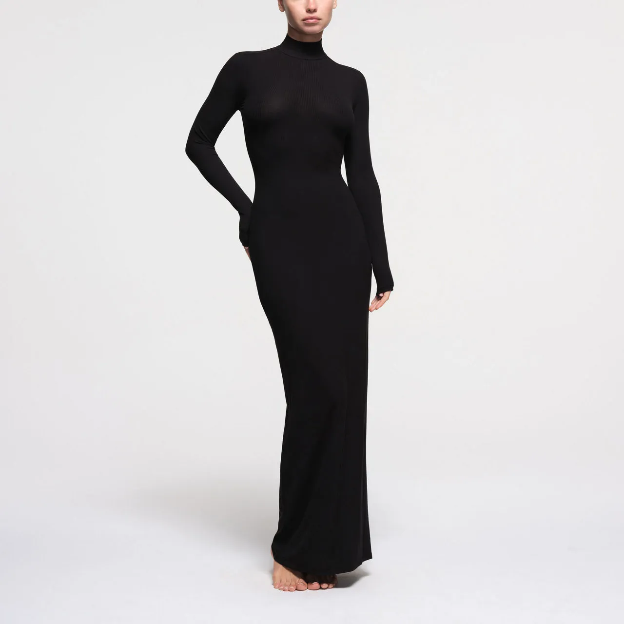 SKIMS SOFT LOUNGE Turtleneck Long Dress Onyx - Black