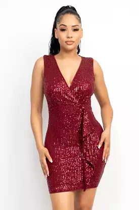 Sleeveless Sequin Mesh Bodycon Mini Short Dress