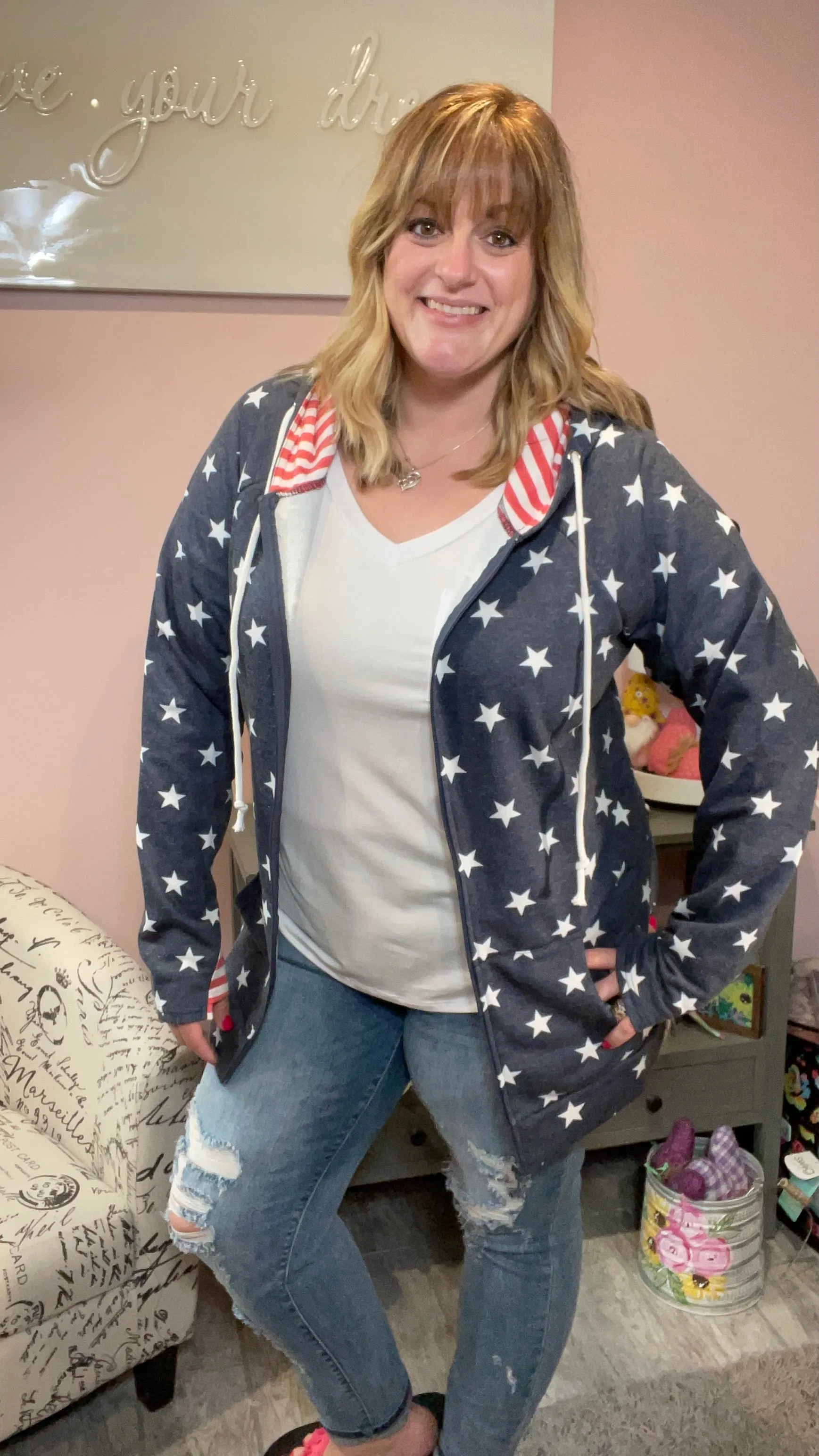 Stars and Stripes Zip Up Hoodie