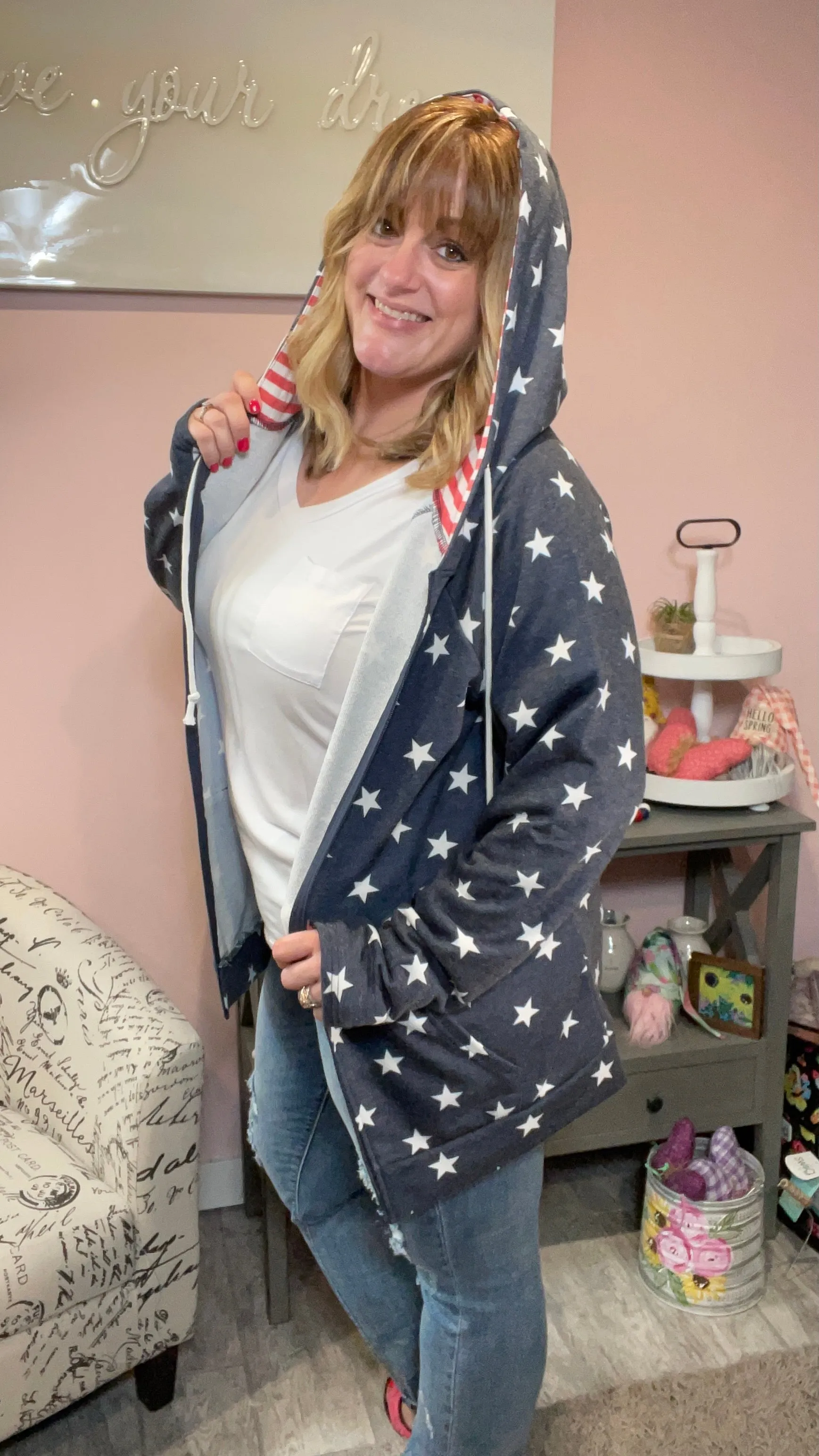 Stars and Stripes Zip Up Hoodie