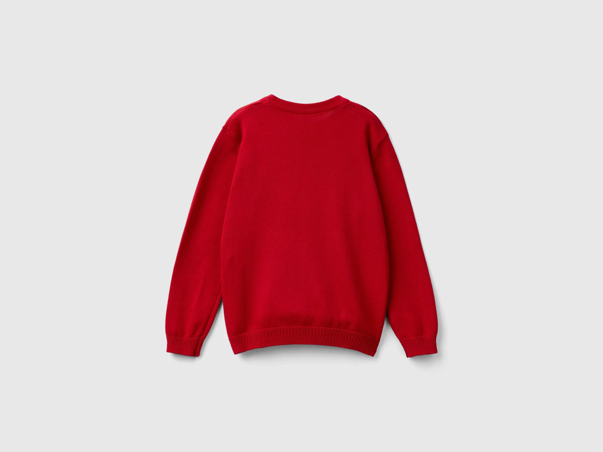 Sweater in pure cotton with logo - Red | Benetton