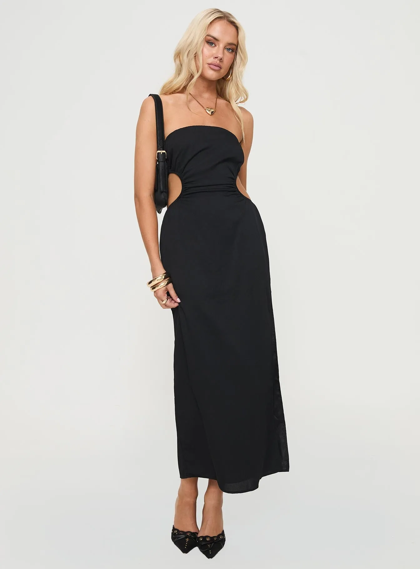 Tailor Strapless Maxi Dress Black