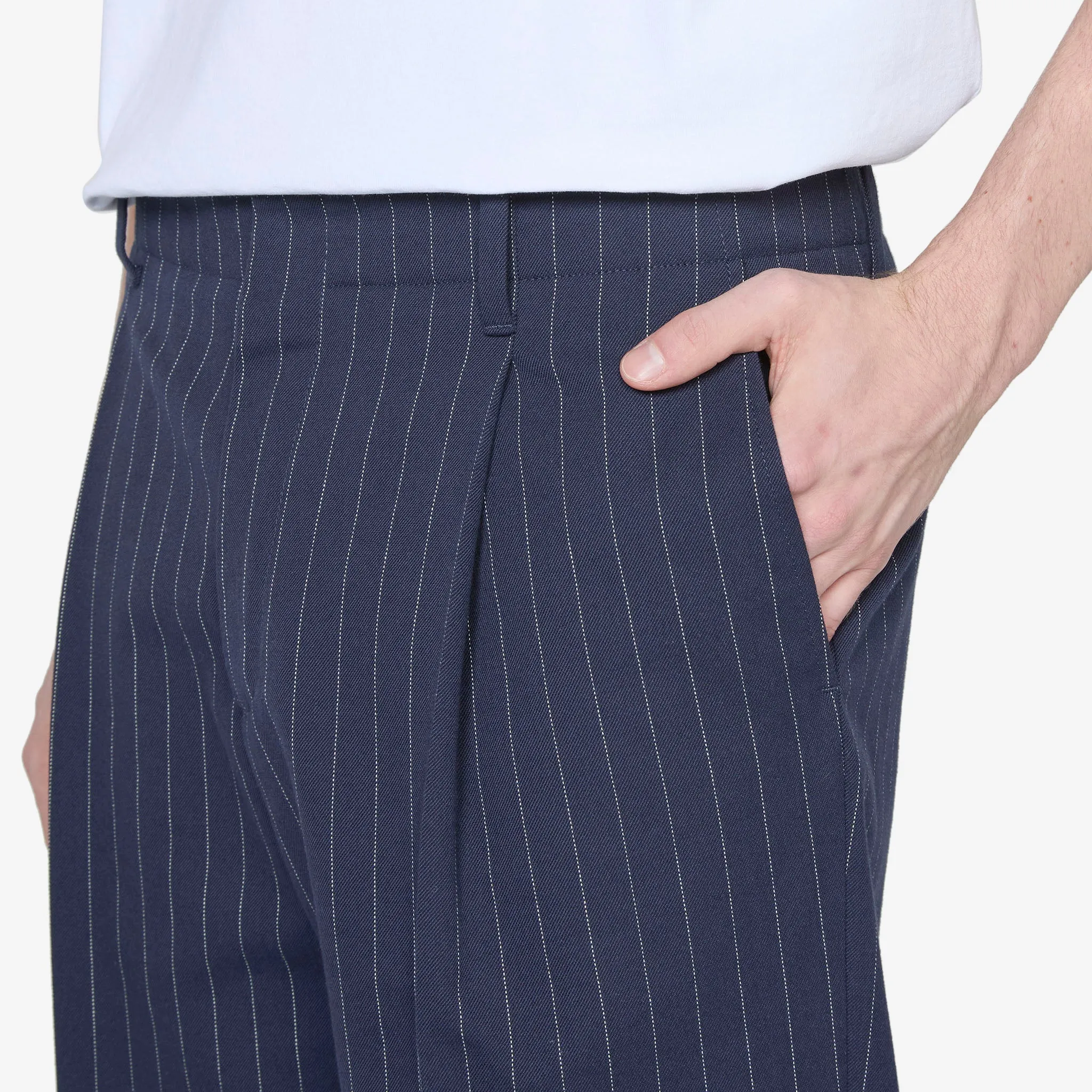 Tailored Pleated Pant Navy Stripes