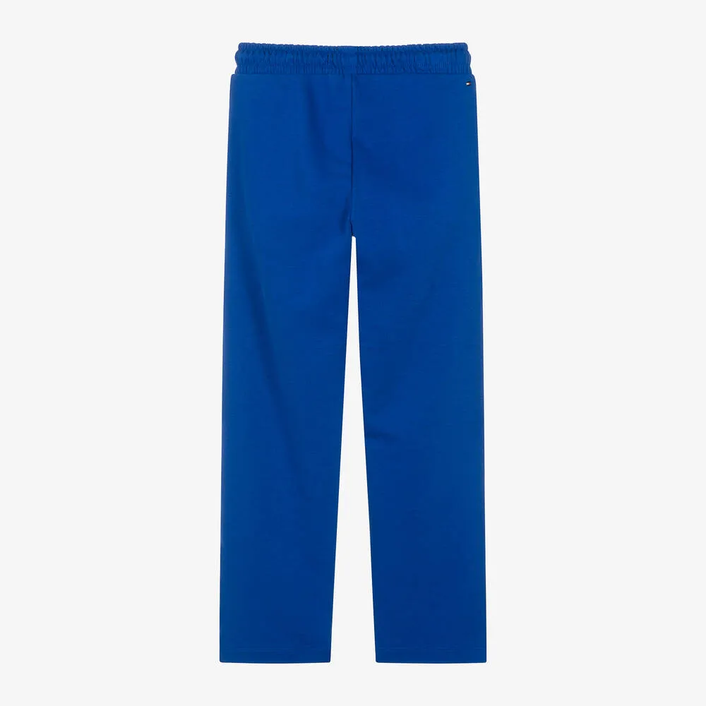 Teen Girls Blue Cotton Wide-Leg Joggers