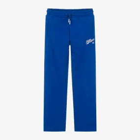 Teen Girls Blue Cotton Wide-Leg Joggers