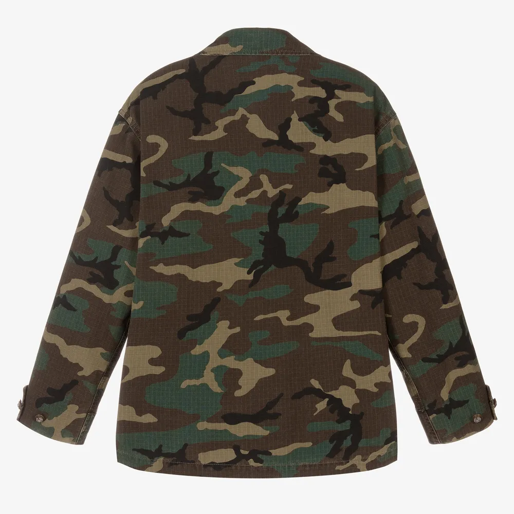 Teen Green Camouflage Coat