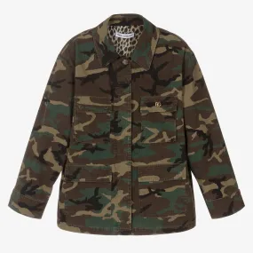 Teen Green Camouflage Coat