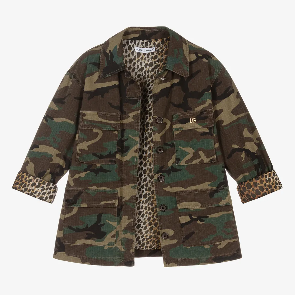 Teen Green Camouflage Coat