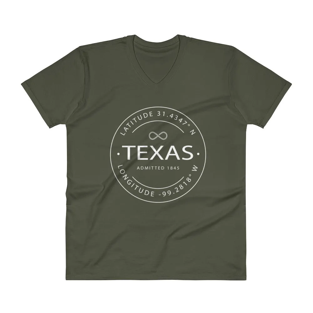 Texas - V-Neck T-Shirt - Latitude & Longitude