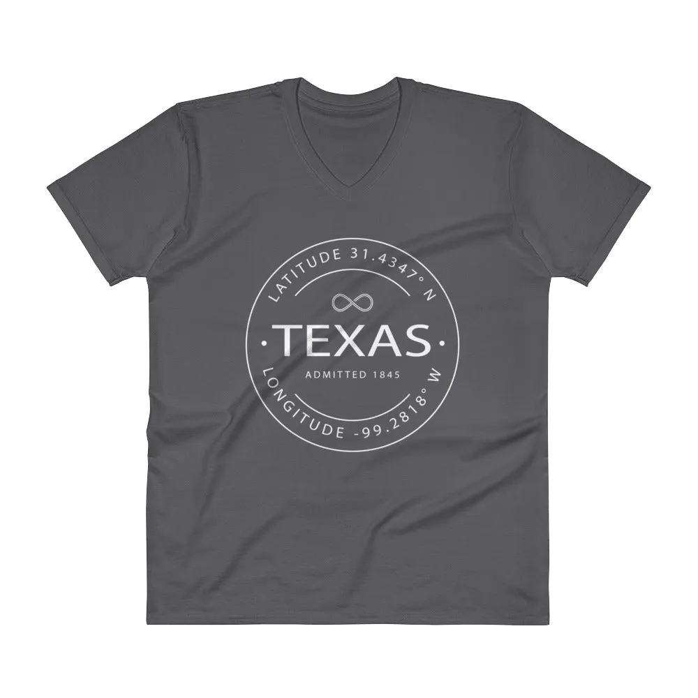 Texas - V-Neck T-Shirt - Latitude & Longitude