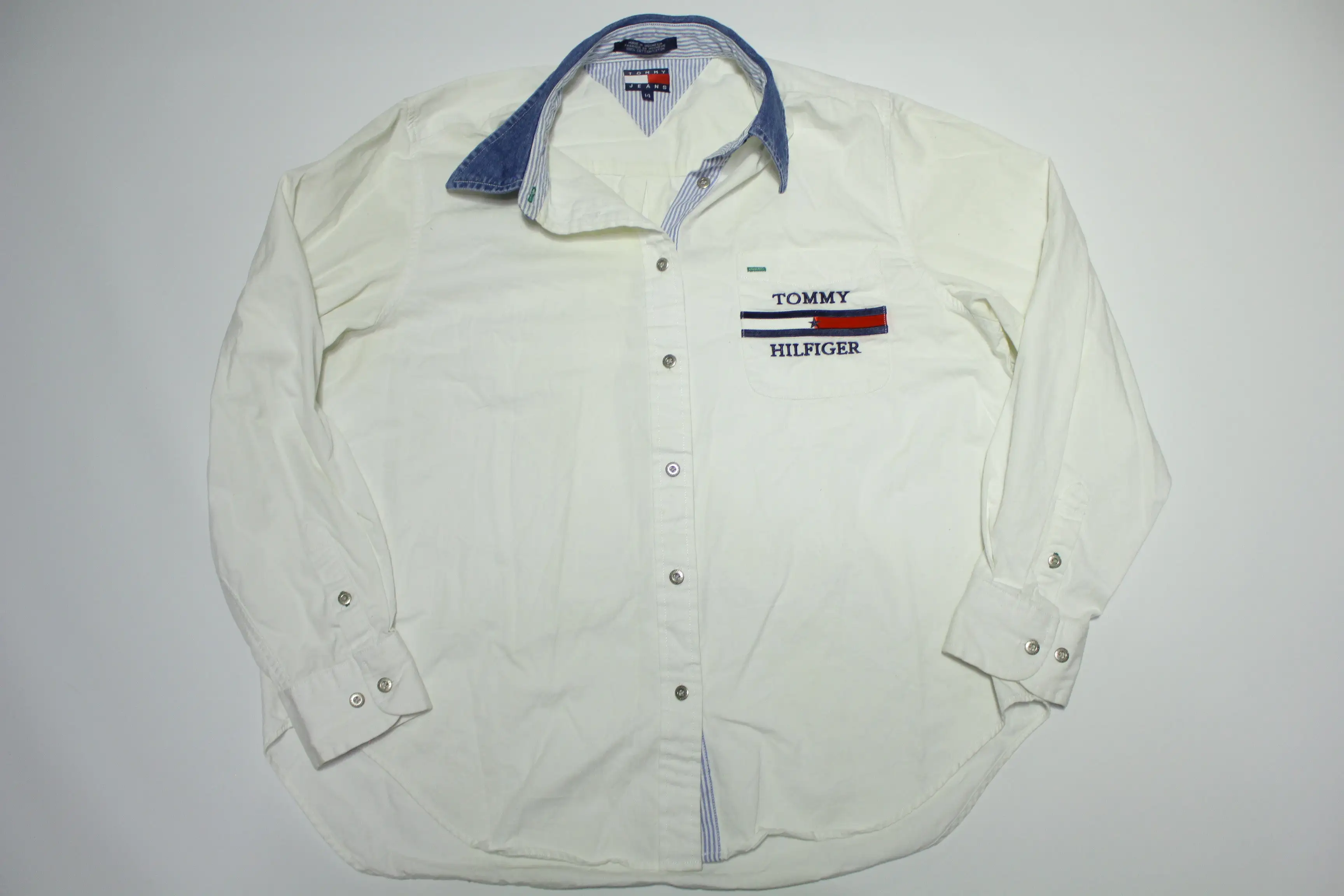 Tommy Hilfiger Jeans Vintage 90's Womens Embroidered Pocket Button Up Shirt