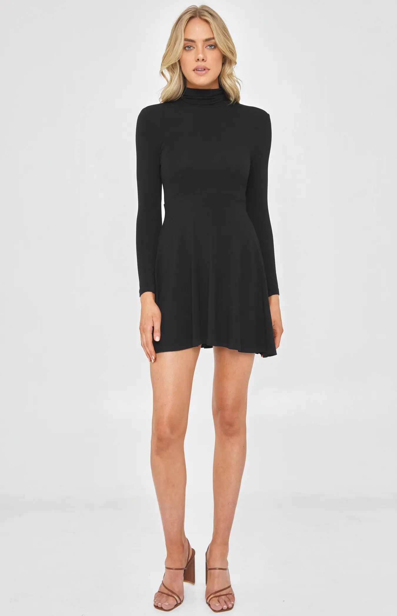 Turtleneck Jersey Long Sleeve Dress (SDR1105A)