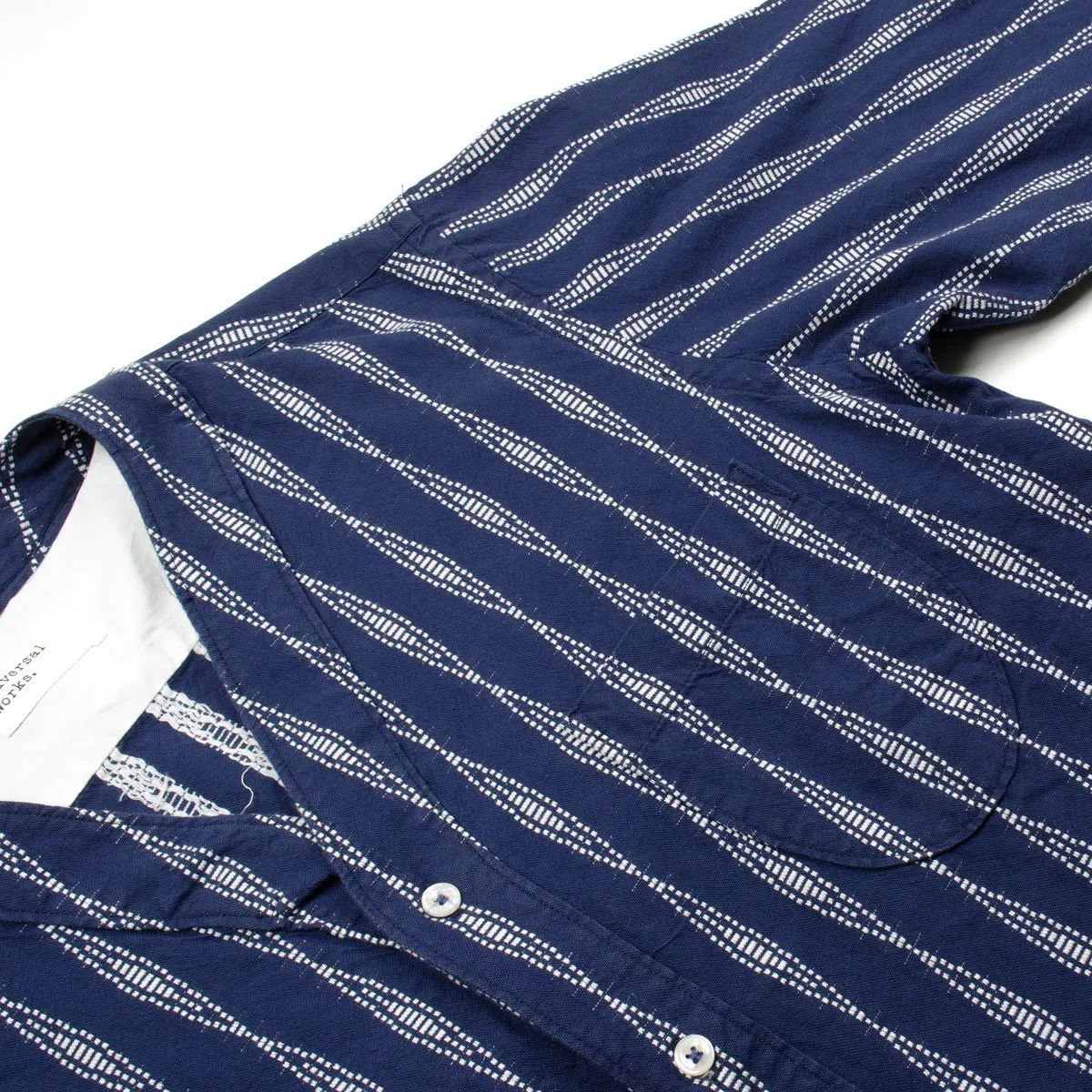 Universal Works - V-neck Shirt Congo Stripe - Navy