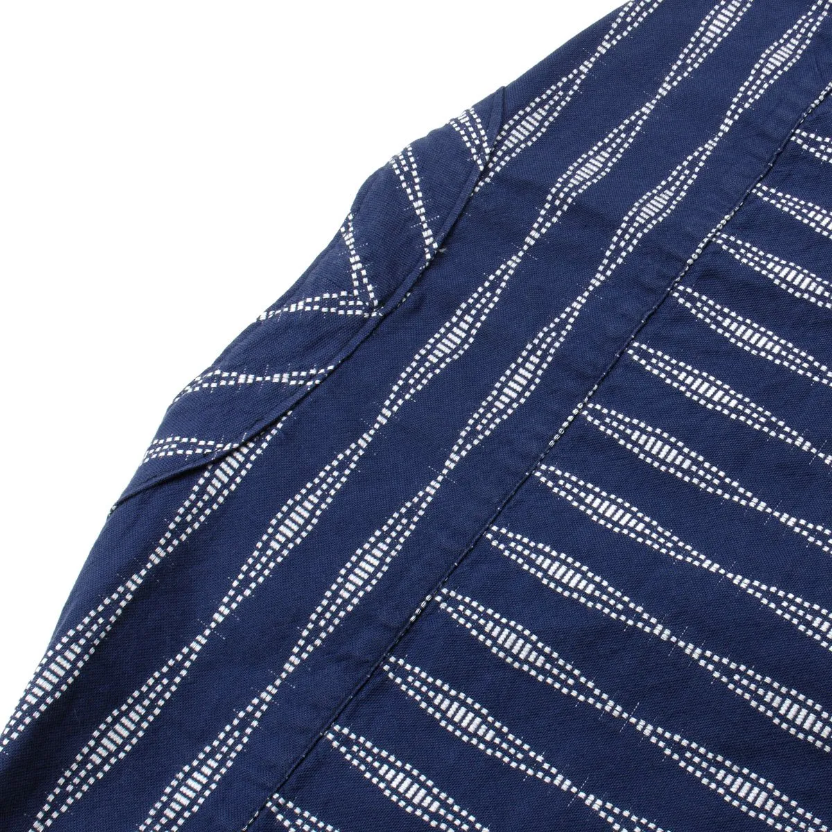 Universal Works - V-neck Shirt Congo Stripe - Navy