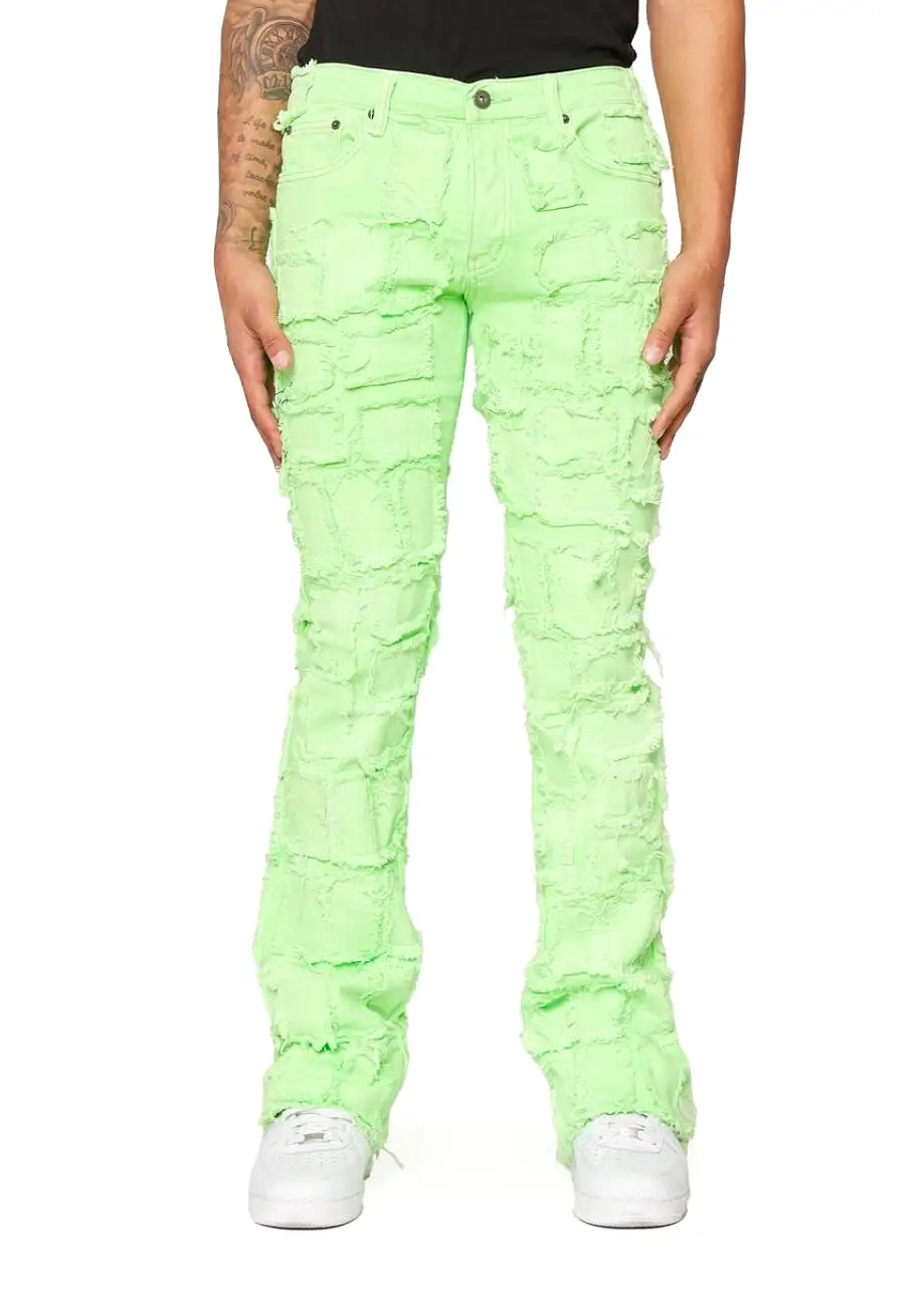 Valabasas “4444” Lime Green Stacked Jeans