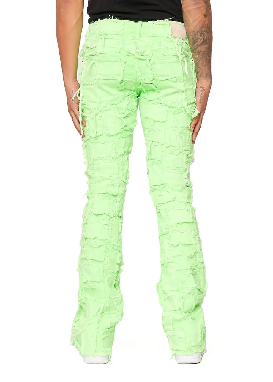 Valabasas “4444” Lime Green Stacked Jeans