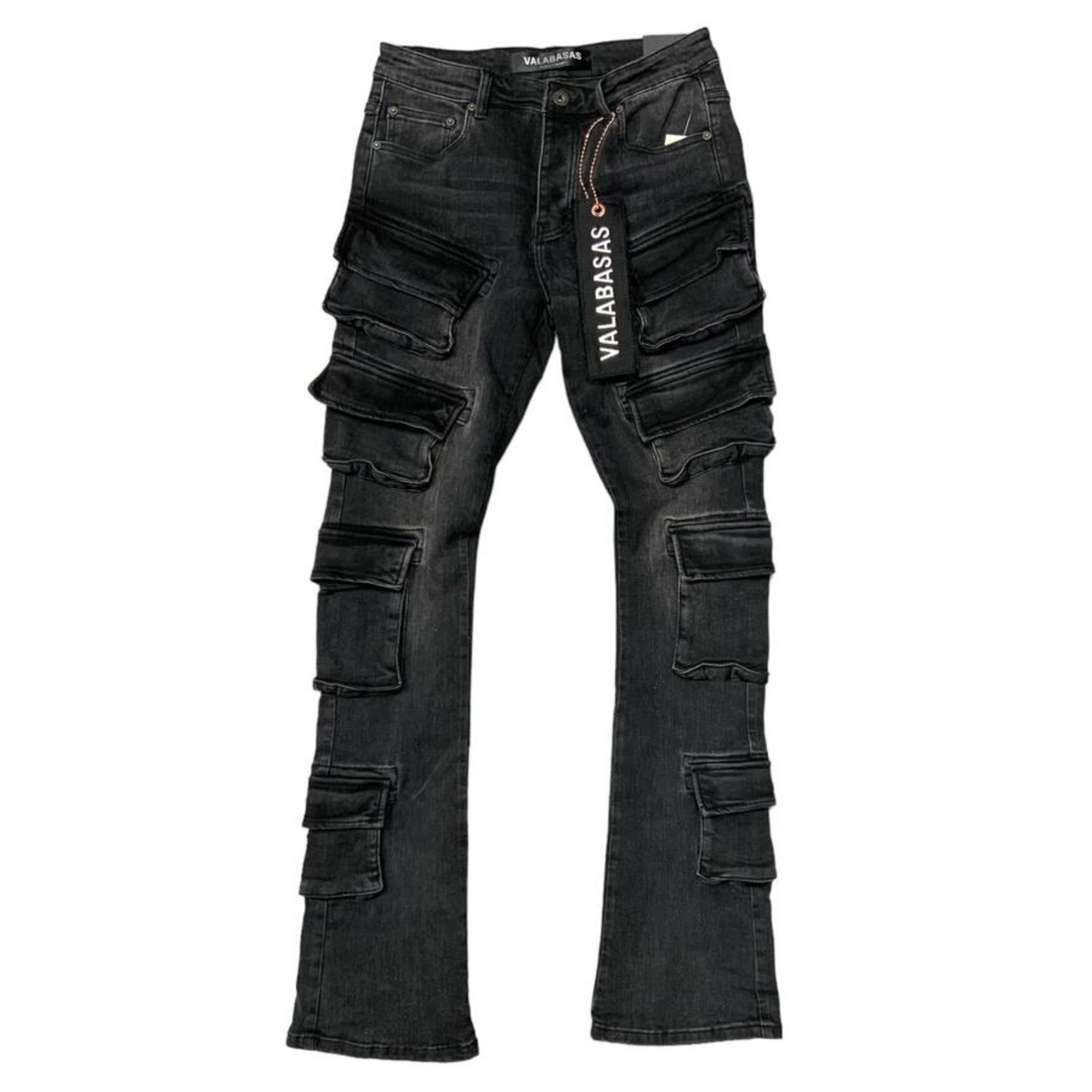 Valabasas Pinnacle Flared Stacked Denim (Black/Grey) - VLBS4101623