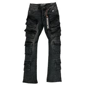 Valabasas Pinnacle Flared Stacked Denim (Black/Grey) - VLBS4101623