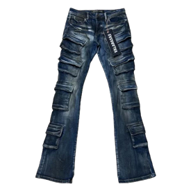 Valabasas Pinnacle Flared Stacked Denim (Blue Dirty Wash) - VLBS4101623