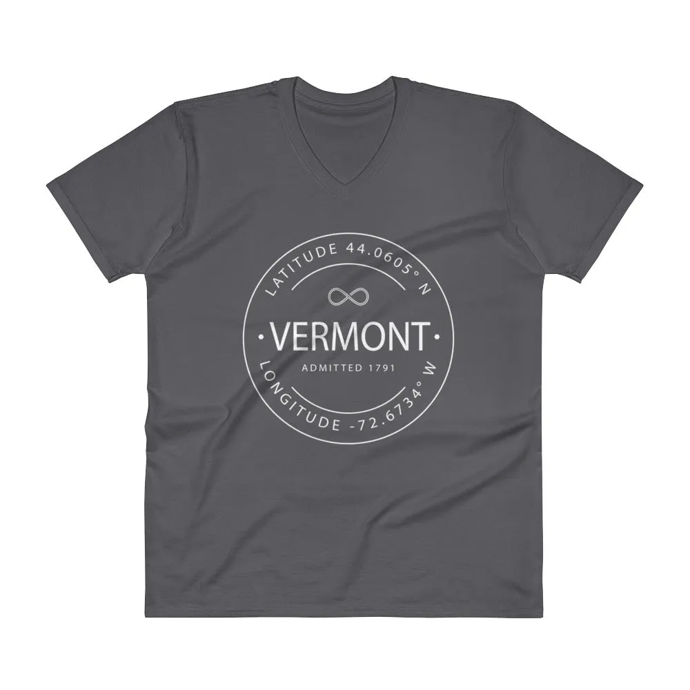 Vermont - V-Neck T-Shirt - Latitude & Longitude