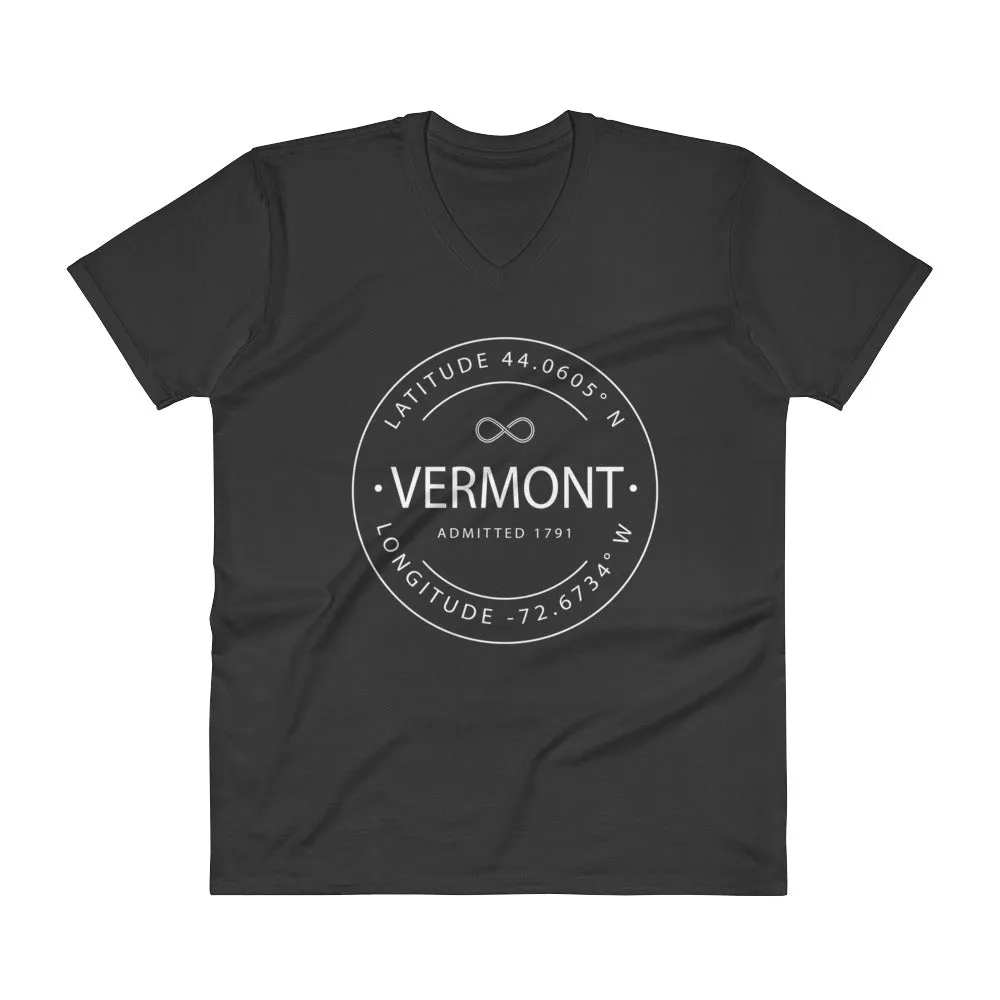 Vermont - V-Neck T-Shirt - Latitude & Longitude