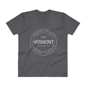 Vermont - V-Neck T-Shirt - Latitude & Longitude