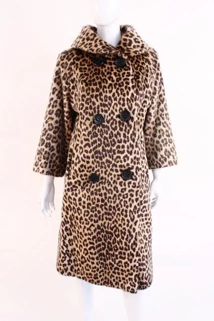 Vintage 60's SOMALI by FAIRMOOR Leopard Faux Fur Coat