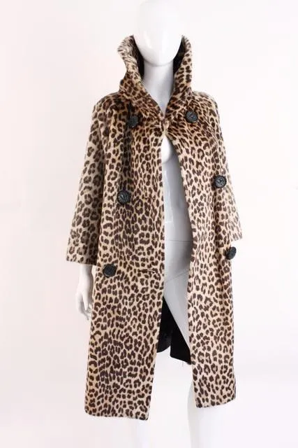 Vintage 60's SOMALI by FAIRMOOR Leopard Faux Fur Coat