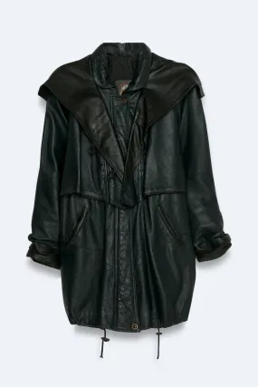 Vintage Hooded Leather Coat