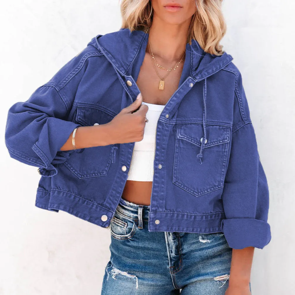 Washed Denim Hooded Jacket