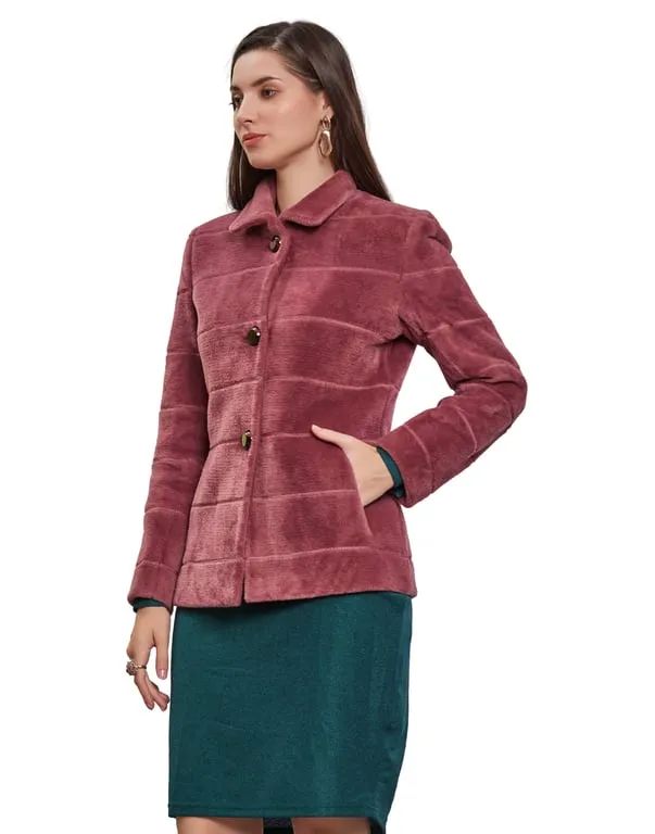 Women Coat Plum Color