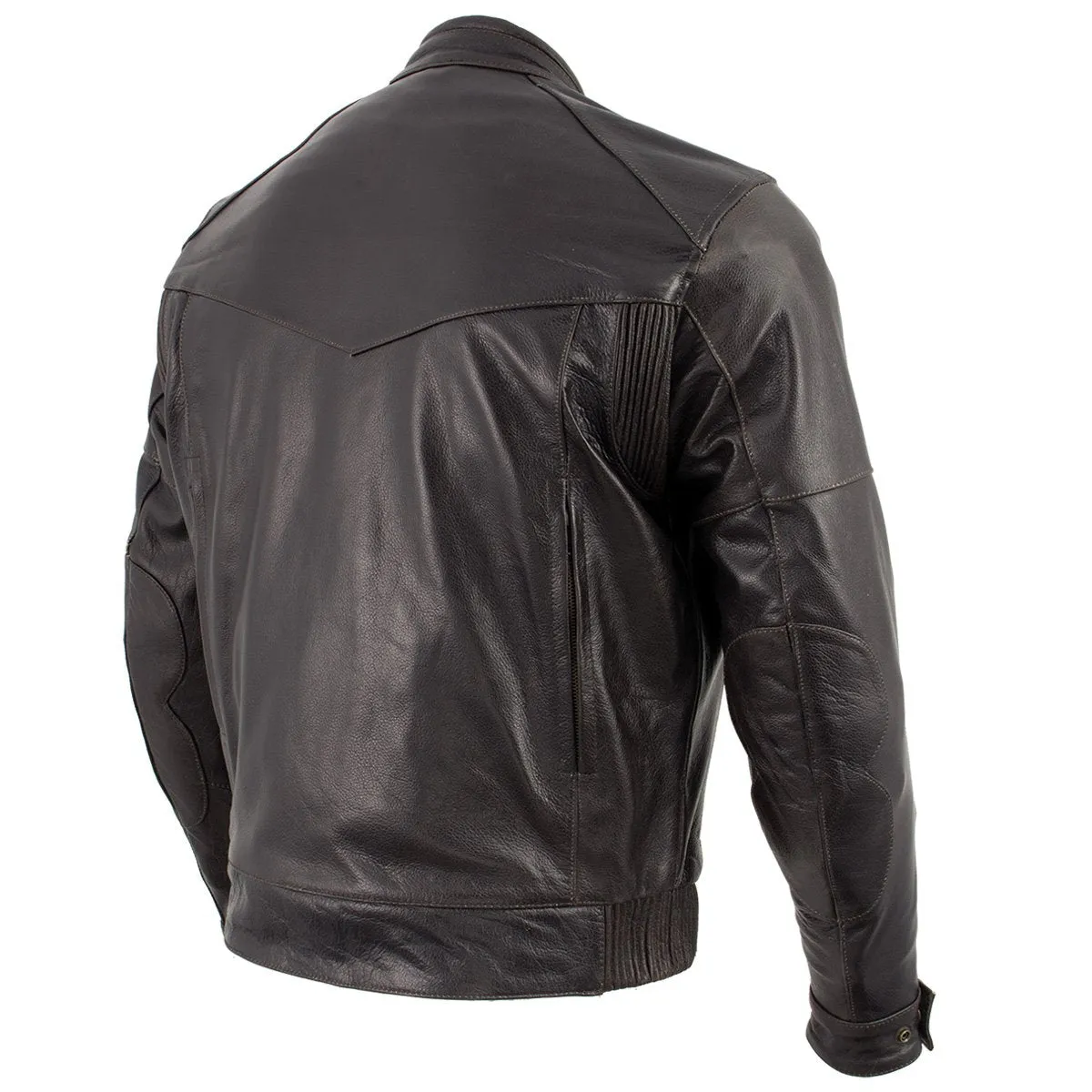 Xelement B7496 'Bandit' Men's Retro Distressed Brown Leather Jacket with X-Armor Protection